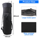 Exterior view showing external rod holders on the bag